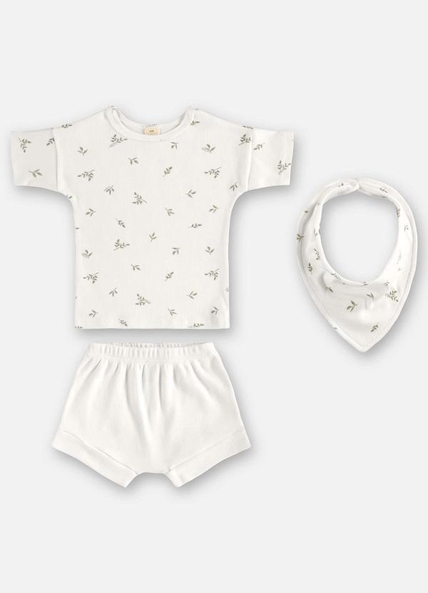 Vista 2 Conjunto 3 Peças Unissex Bebê Branco Up Baby Up Baby