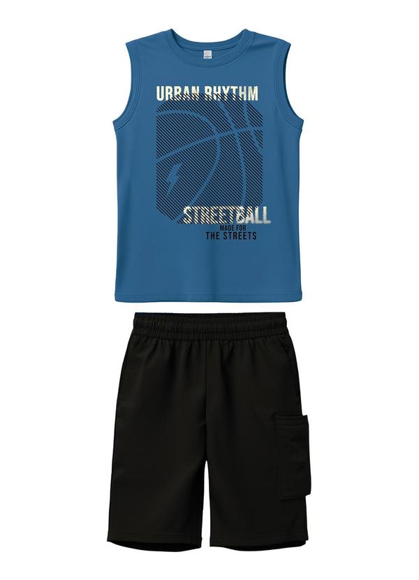 Conjunto Basquete com Moletinho Azul Pastel
