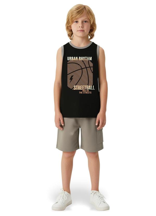 Conjunto Basquete com Moletinho Preto