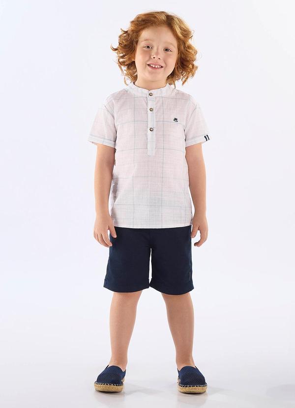 Conjunto Bata Xadrez Bermuda Branco