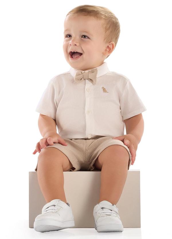 Conjunto Bebê Body Gravata Bermuda Branco