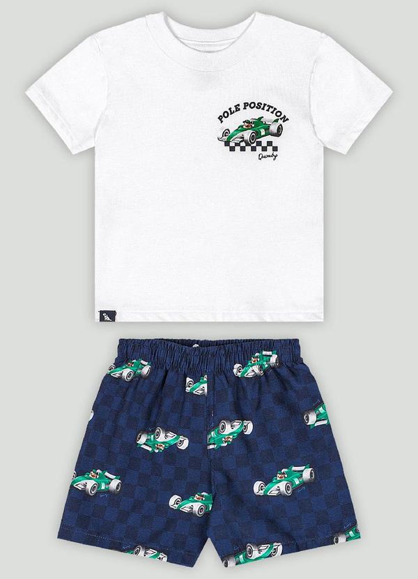 Conjunto Bebê Camiseta e Bermuda Quimby Branco