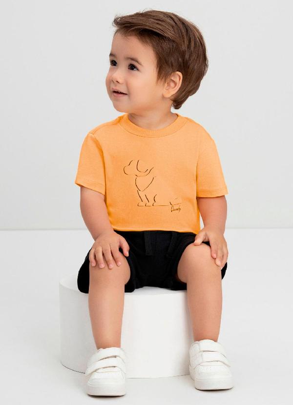 Conjunto Bebê Camiseta e Bermuda Quimby Laranja