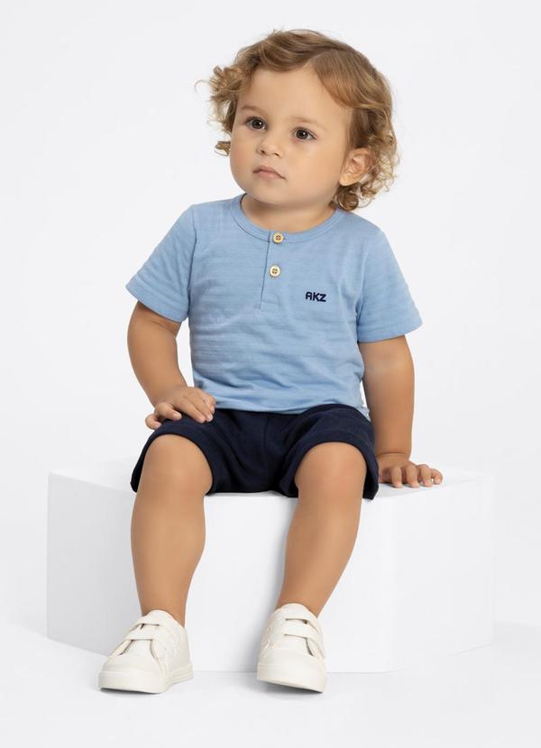 Conjunto Bebê com Bermuda e Camisa Azul