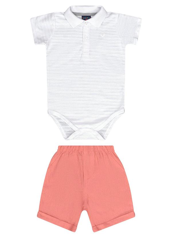 Vista 2 Conjunto Bebê com Body e Bermuda Branco GULOSEIMA GULOSEIMA