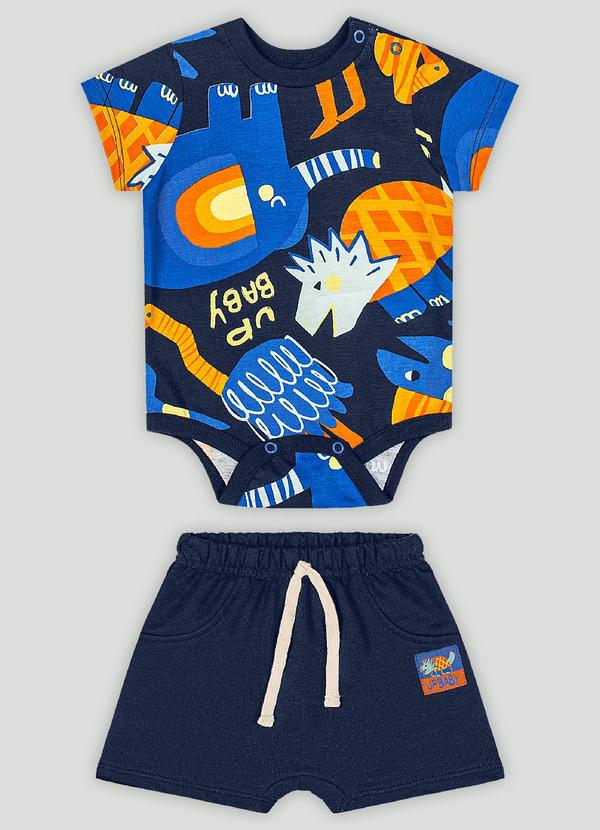Conjunto Bebê com Body e Bermuda Up Baby Azul
