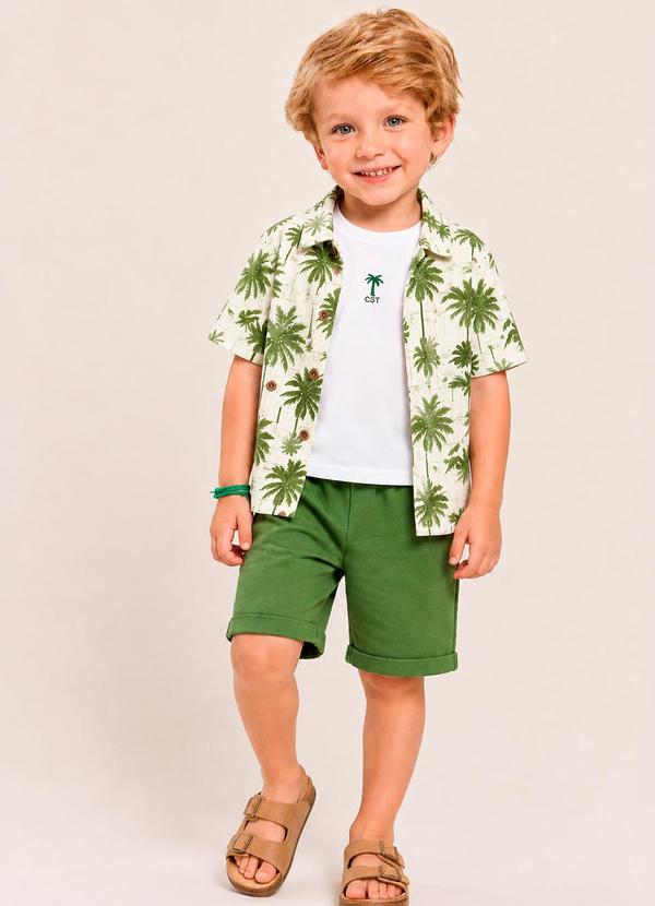Conjunto Bebê Menino 3 Peças Camiseta, Camisa e Sh
