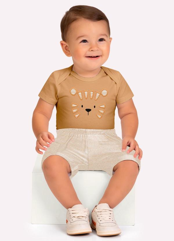 Conjunto Bebê Menino Bordado Marrom