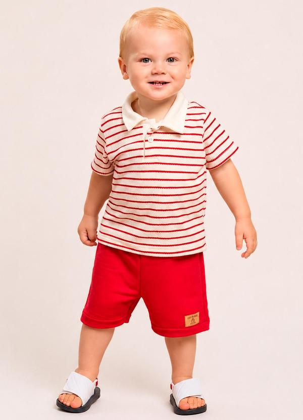 Conjunto Bebê Menino Camiseta Tricot Listrada