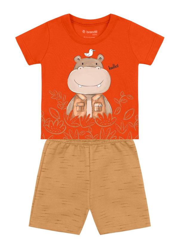 Conjunto Bebê Menino de Hipopótamo Laranja