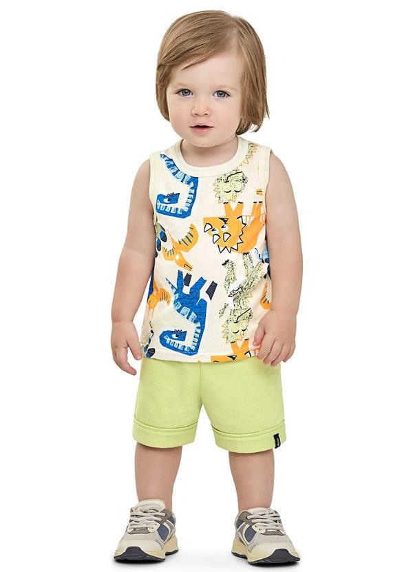 Conjunto Bebê Menino Dino Curto Bege