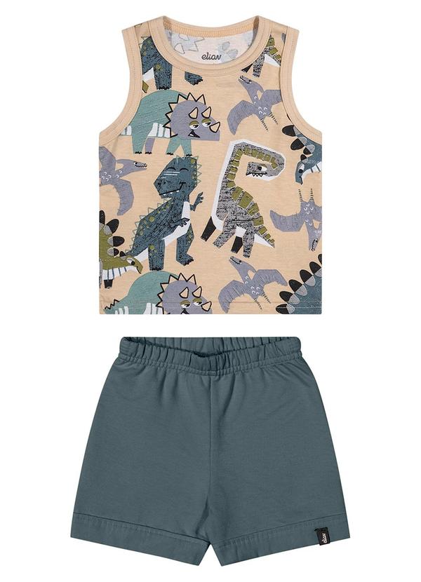 Conjunto Bebê Menino Dino Curto Marrom