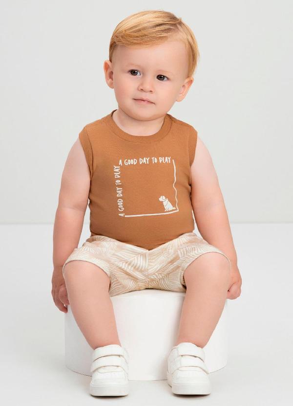 Conjunto Bebê Menino Estampado Quimby Marrom