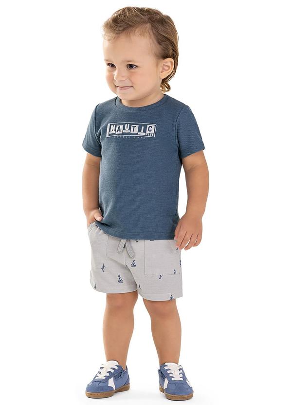 Conjunto Bebê Menino Náutico Malha Tricô Azul