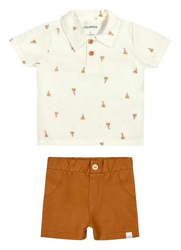 Conjunto Bebê Menino Polo Náutico Bege