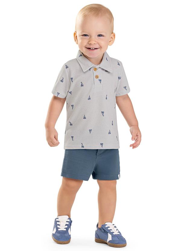 Conjunto Bebê Menino Polo Náutico Cinza