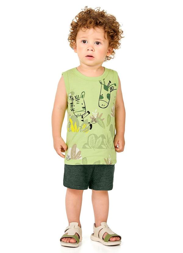 Conjunto Bebê Regata e Bermuda Moletinho Verde