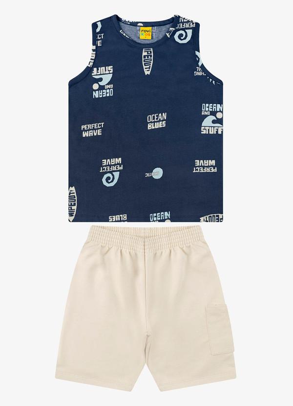 Vista 2 Conjunto Bermuda com Machão Masculino Azul Rovi Kids Rovi Kids