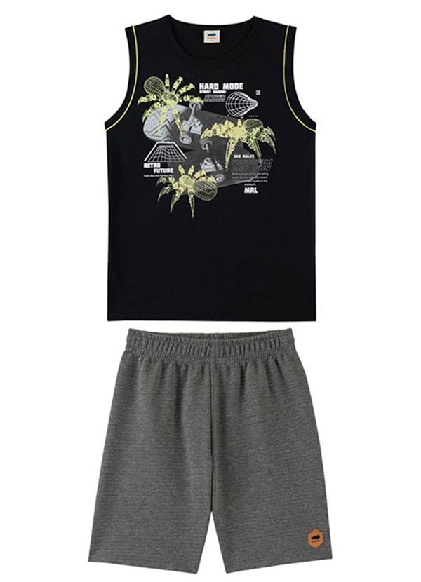 Conjunto Bermuda e Regata Preto