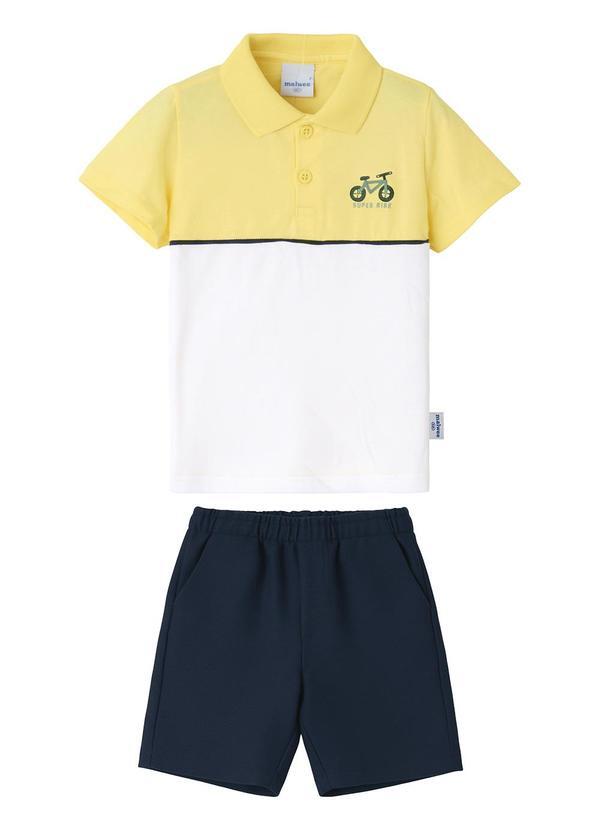 Conjunto Bicicleta em Puff Amarelo Claro