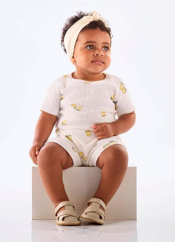 Conjunto Blusa Short Ribana Nature Up Baby Branco