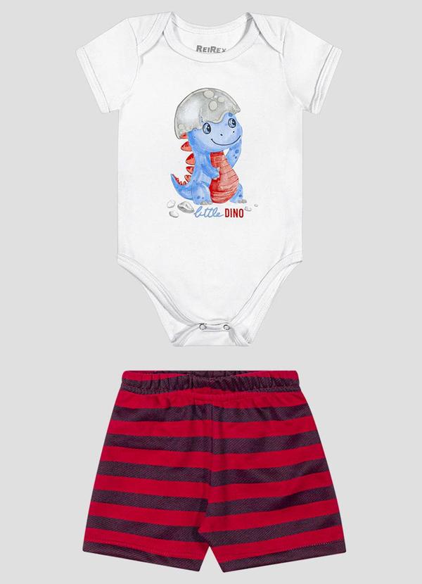 Conjunto Body Cotton e Bermuda Listrado Branco