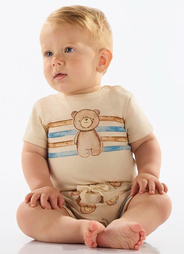 Conjunto Body e Short Bebê Menino Bege