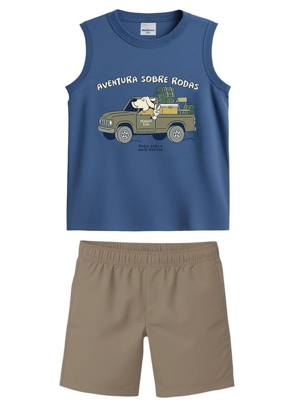 Conjunto Buggy com Moletinho Azul Pastel