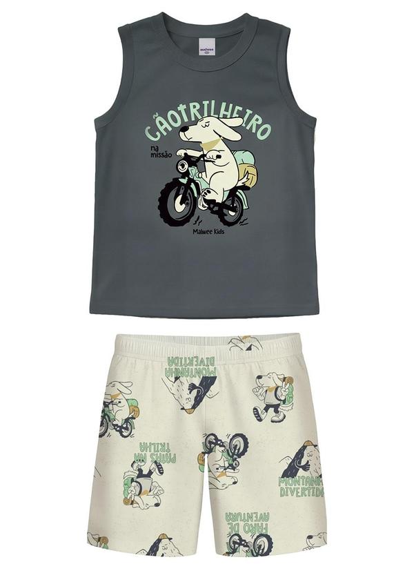 Conjunto Cachorrinho em Moletinho Cinza Grafite