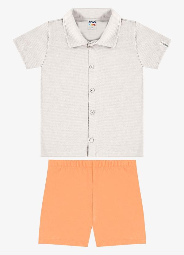 Conjunto Camisa com Bermuda Infantil Bege