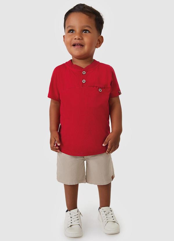 Vista 2 Conjunto Camisa com Botões Menino Vermelho Carinhoso Carinhoso