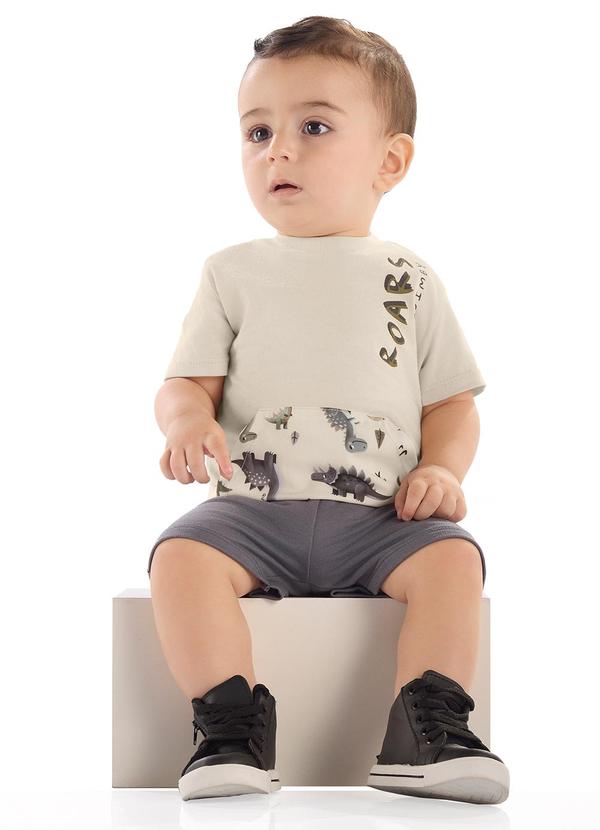 Conjunto Camisa Dino Bermuda Bege