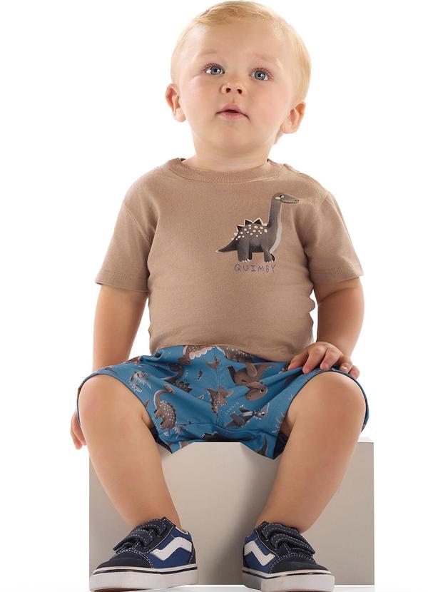 Conjunto Camisa Dino Bermuda Marrom