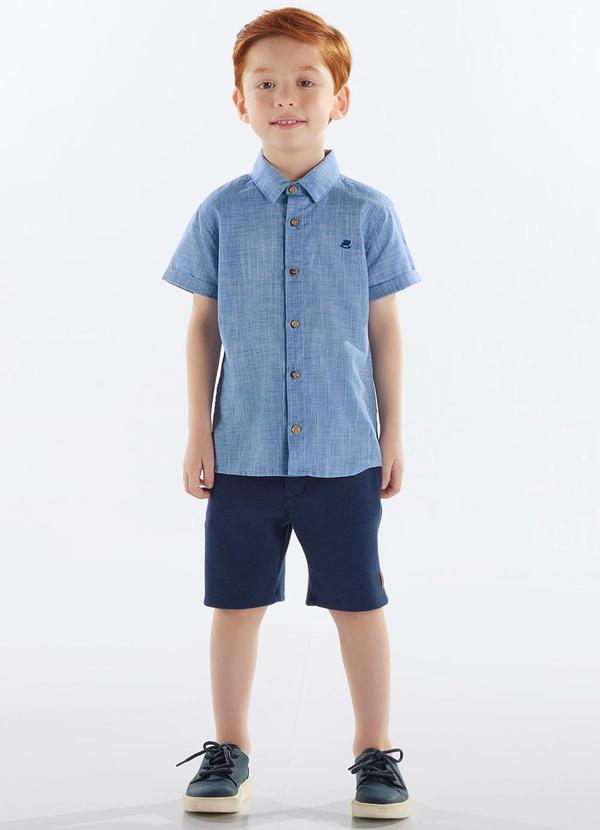 Conjunto Camisa e Bermuda Infantil Azul