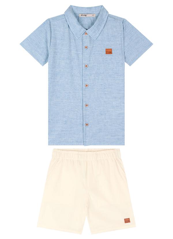 Vista 2 Conjunto Camisa e Bermuda Sarja Elastano Azul Ioluig Ioluig