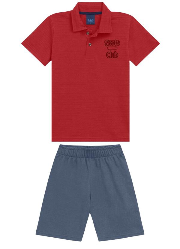 Conjunto Camisa e Bermuda Sarja Vermelho