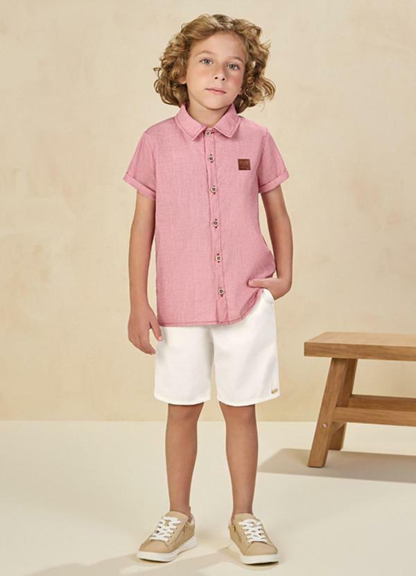 Vista 2 Conjunto Camisa em Tricoline e Bermuda Vermelho Ioluig Ioluig