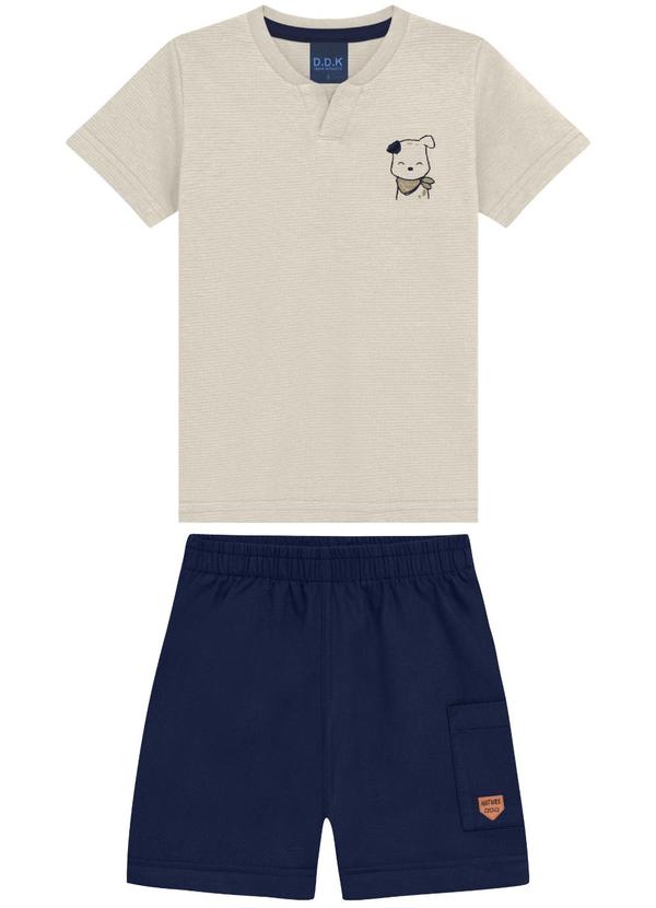 Conjunto Camisa Gola Portuguesa e Bermuda Bege