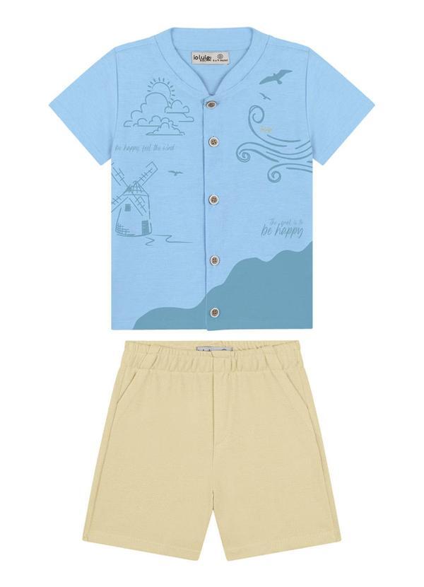 Conjunto Camisa Plano Cielo e Bermuda Azul