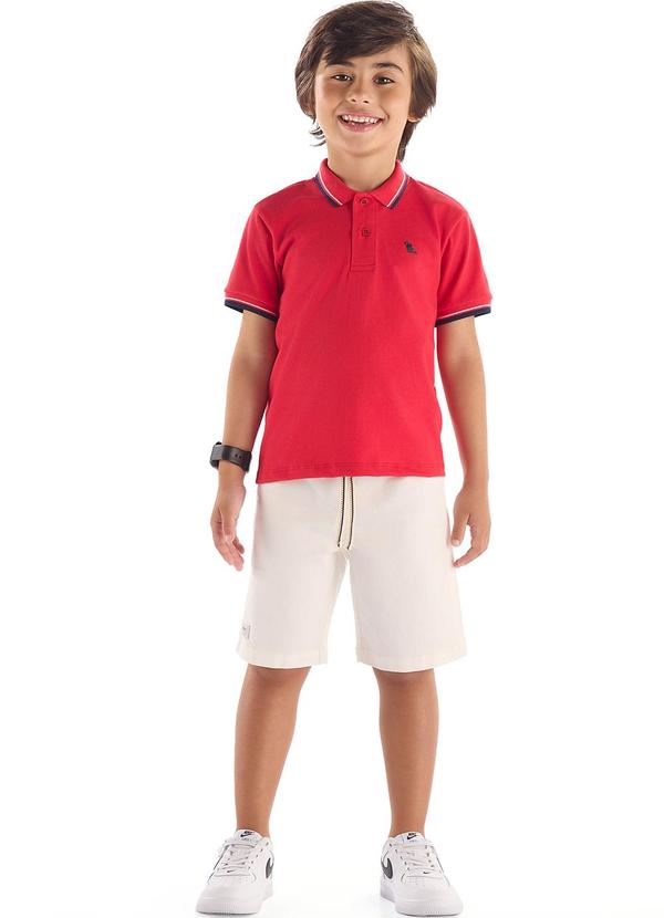 Conjunto Camisa Polo Bermuda Vermelho