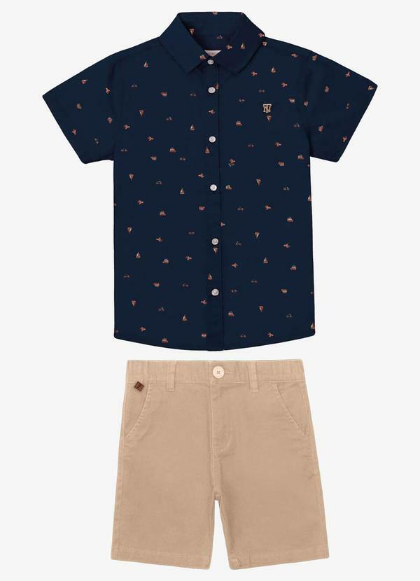 Conjunto Camisa Polo com Bermuda Azul