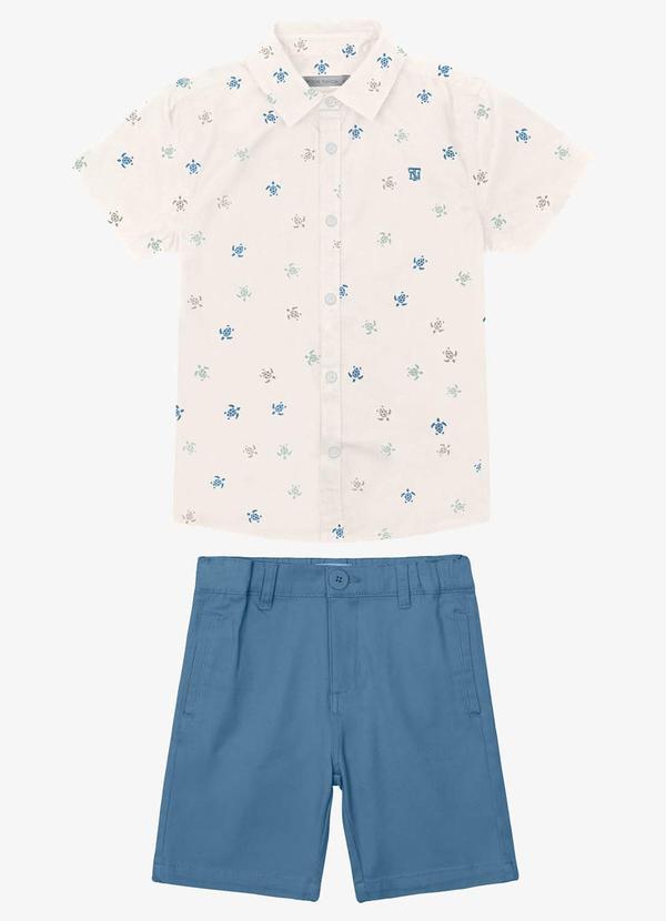 Conjunto Camisa Polo com Bermuda Bege
