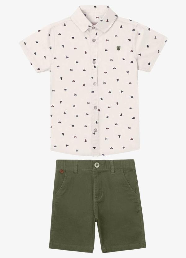 Conjunto Camisa Polo com Bermuda Bege