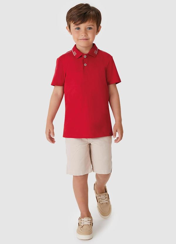Vista 2 Conjunto Camisa Polo com Sarja Vermelho Carinhoso Carinhoso