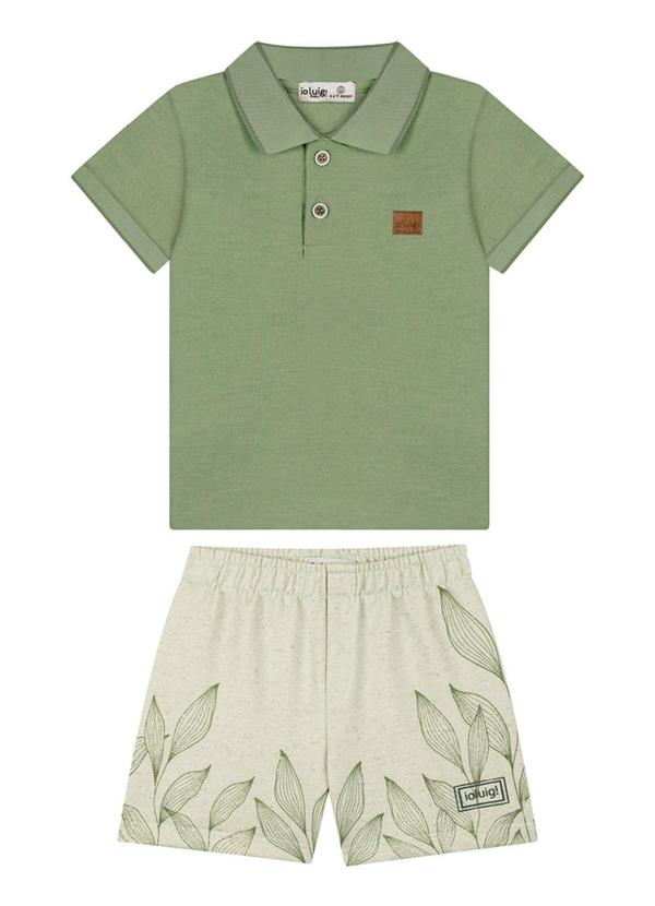 Vista 2 Conjunto Camisa Polo e Bermuda Moletinho Verde Ioluig Ioluig