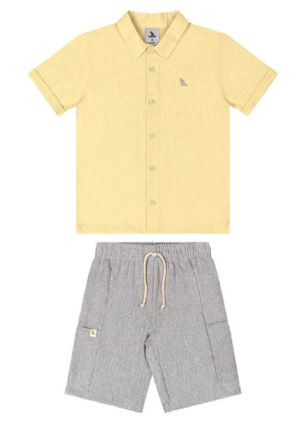 Conjunto Camisa Social e Bermuda Quimby Amarelo