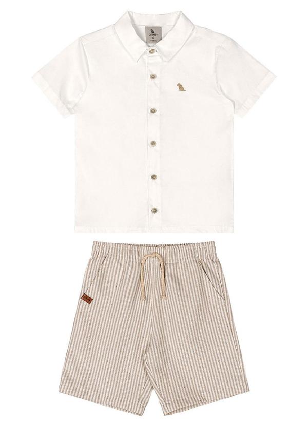 Conjunto Camisa Tricoline Bermuda Branco