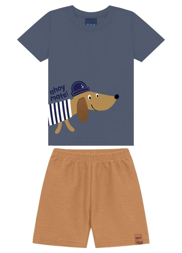 Conjunto Camiseta Ahoy Matel e Bermuda Azul