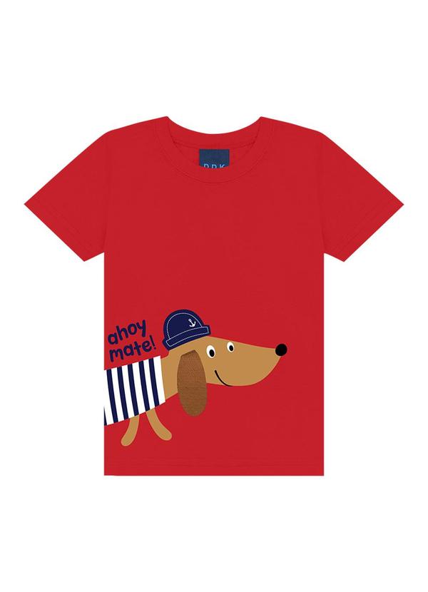 Conjunto Camiseta Ahoy Matel e Bermuda Vermelho