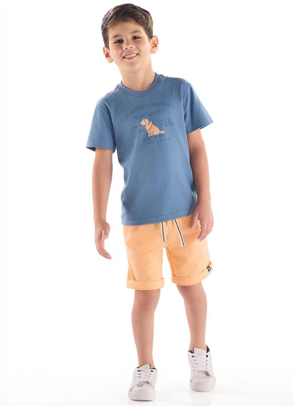 Vista 2 Conjunto Camiseta Bermuda Ajustável Quimby Azul Quimby